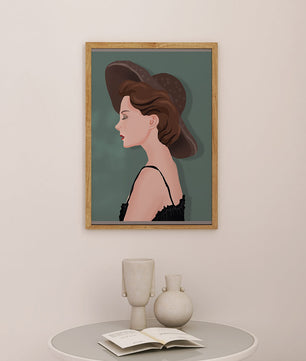 Elegant Woman in Profile with Stylish Hat - Mi tienda