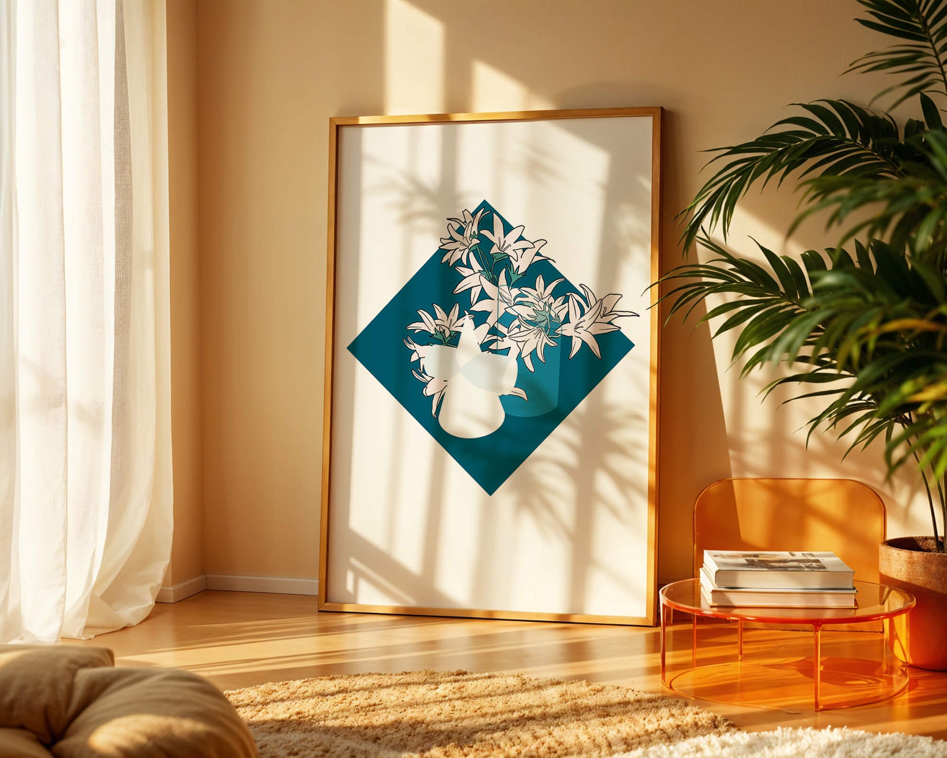 Modern Floral Design with Geometric Elements