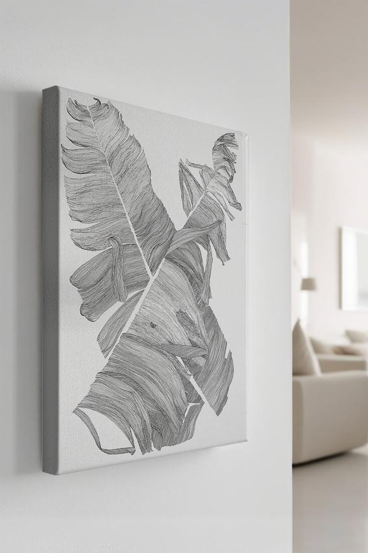 Monochrome Abstract Illustration of Overlapping Leaves
