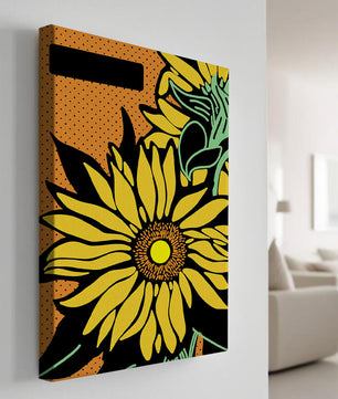 Colorful sunflower illustration with bold lines and dots