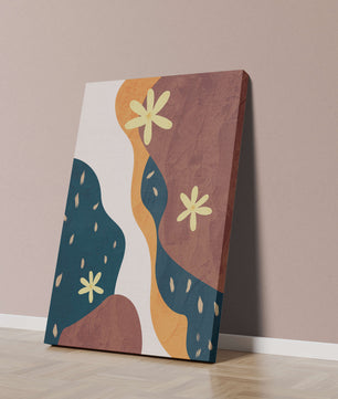 Abstract Floral Composition with Bold Colors and Textures