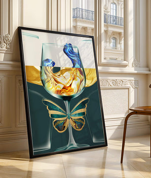 Cristallo con scultura di liquido e arte di farfalla