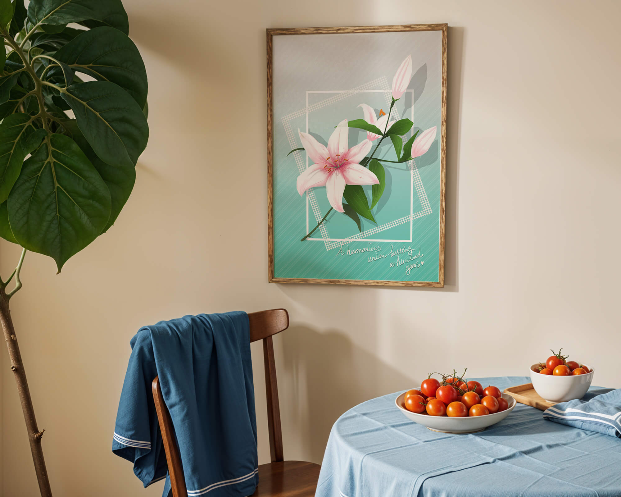 Elegant floral design with pink lilies and modern accents