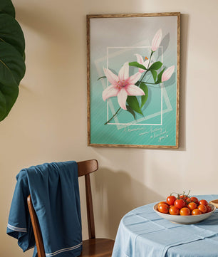 Elegant floral design with pink lilies and modern accents