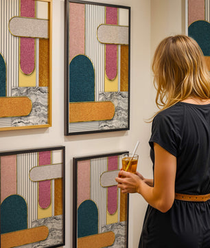 Abstract Geometric Art with Gold Accents