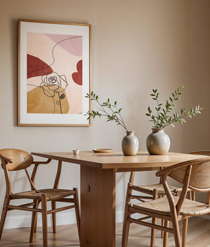 Abstract Line Art Rose with Earth Tones and Minimalist Design - Mi tienda