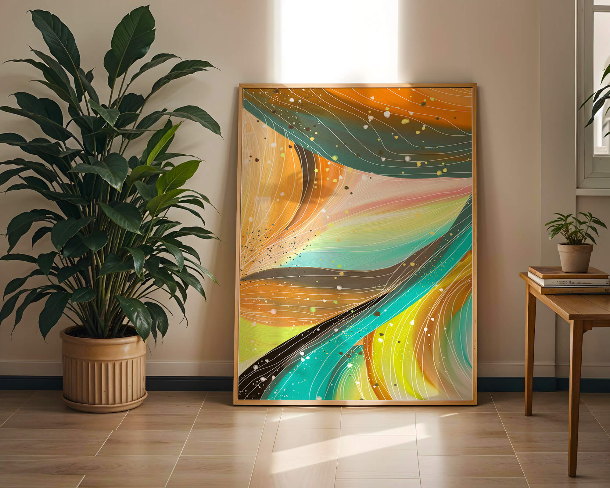 Abstract swirl of vibrant colors with dynamic lines