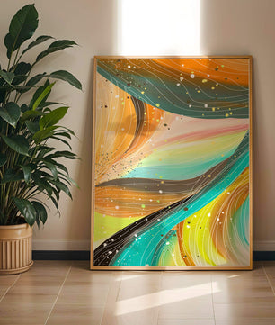 Abstract swirl of vibrant colors with dynamic lines