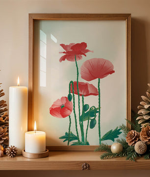 Red Poppies in Minimalist Natural Setting