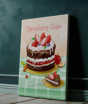 Delicioso pastel de chocolate y fresa con crema y frutas
