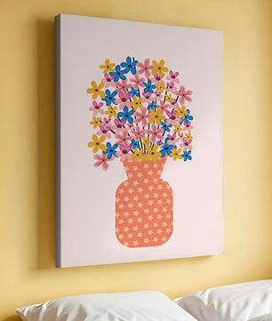 Colorful flower bouquet in a star-patterned vase