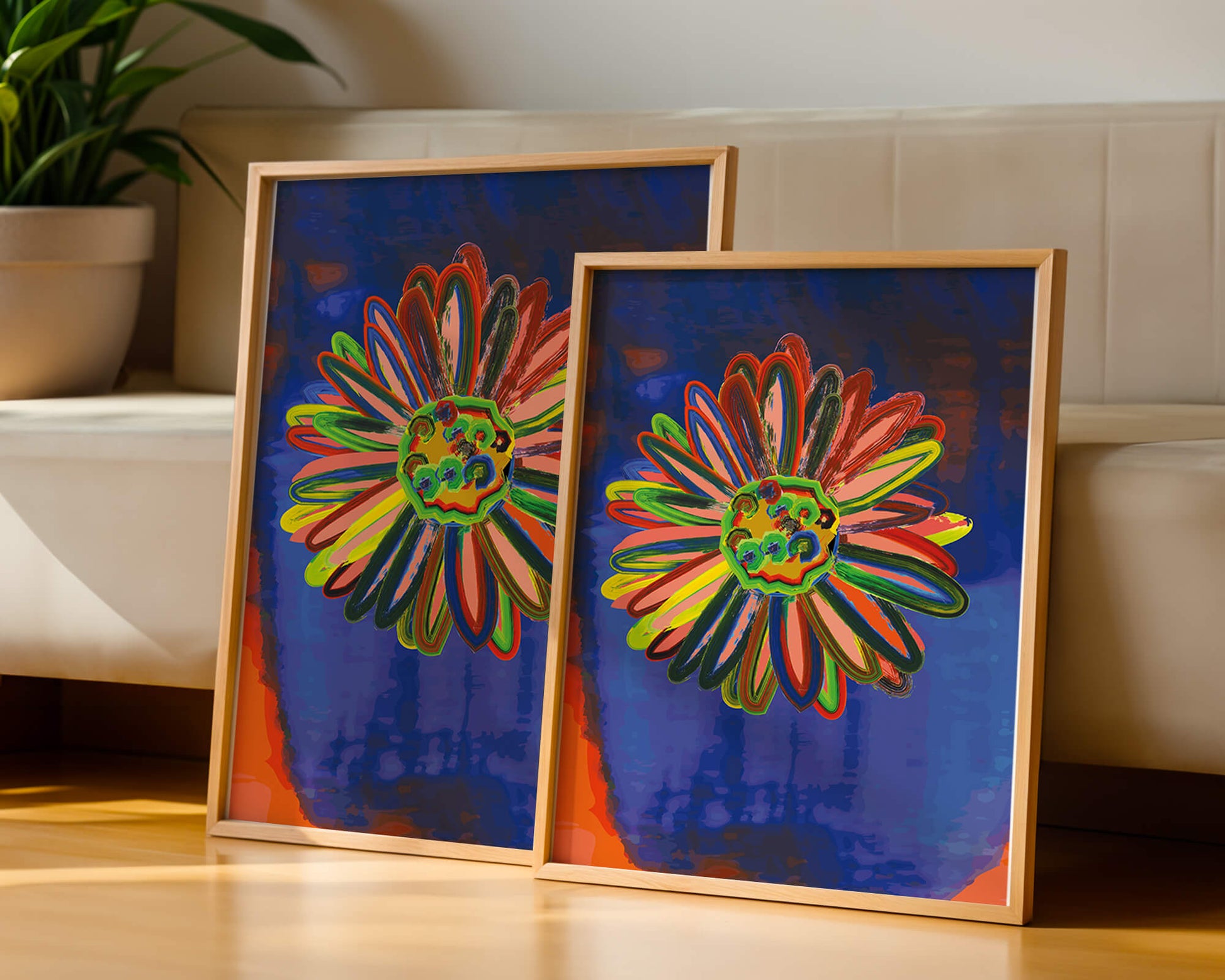 Arte floral abstracto colorido con pinceladas dinámicas