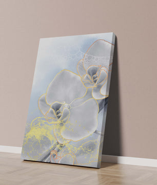Delicate floral art with gold accents and abstract background