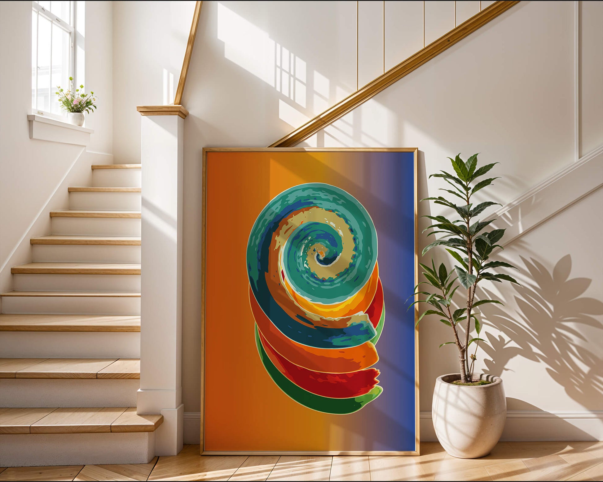 Bunte Spirale abstrakte Kunst mit lebendigem Farbverlauf Hintergrund