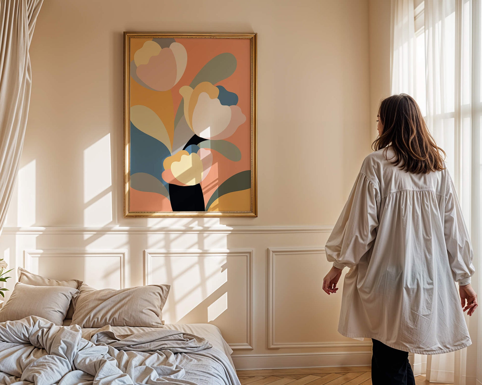 Colorful abstract shapes with soft pastel tones