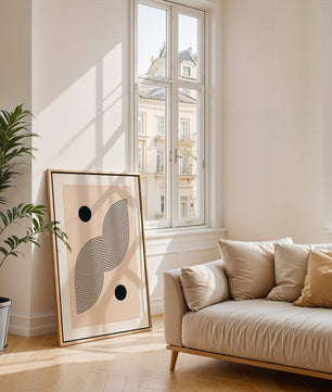 Abstract Minimalist Art with Black Wavy Lines and Circles - Mi tienda