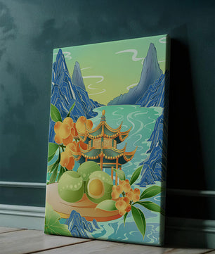 Paysage pittoresque avec une pagode traditionnelle et des montagnes