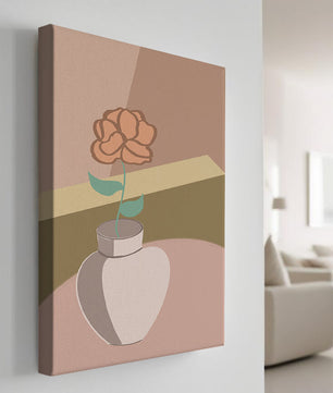 Ilustración abstracta de un jarrón con una flor en colores pastel