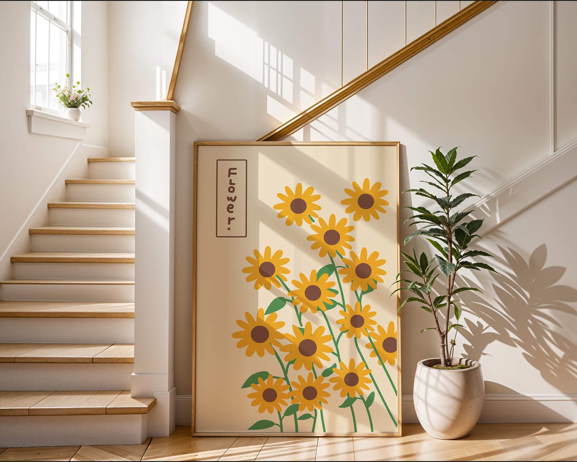 Sunflower illustration on a beige background