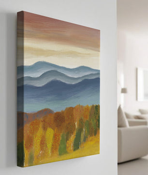 Autumn Mountain Landscape with Vibrant Trees and Colorful Sky