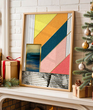 Abstract geometric art with textured colors and gold accents - Mi tienda
