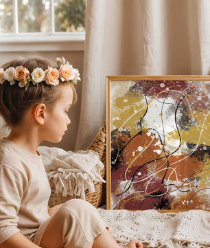 Pieza de arte abstracto colorida con trazos y salpicaduras audaces
