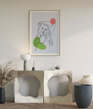 Line Art Portrait with Abstract Shapes in Minimalist Style - Mi tienda