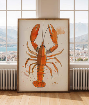 Illustrated Lobster Artwork With Splash of Colors - Mi tienda
