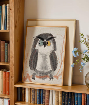 Whimsical Owl Illustration with Colorful Eyes