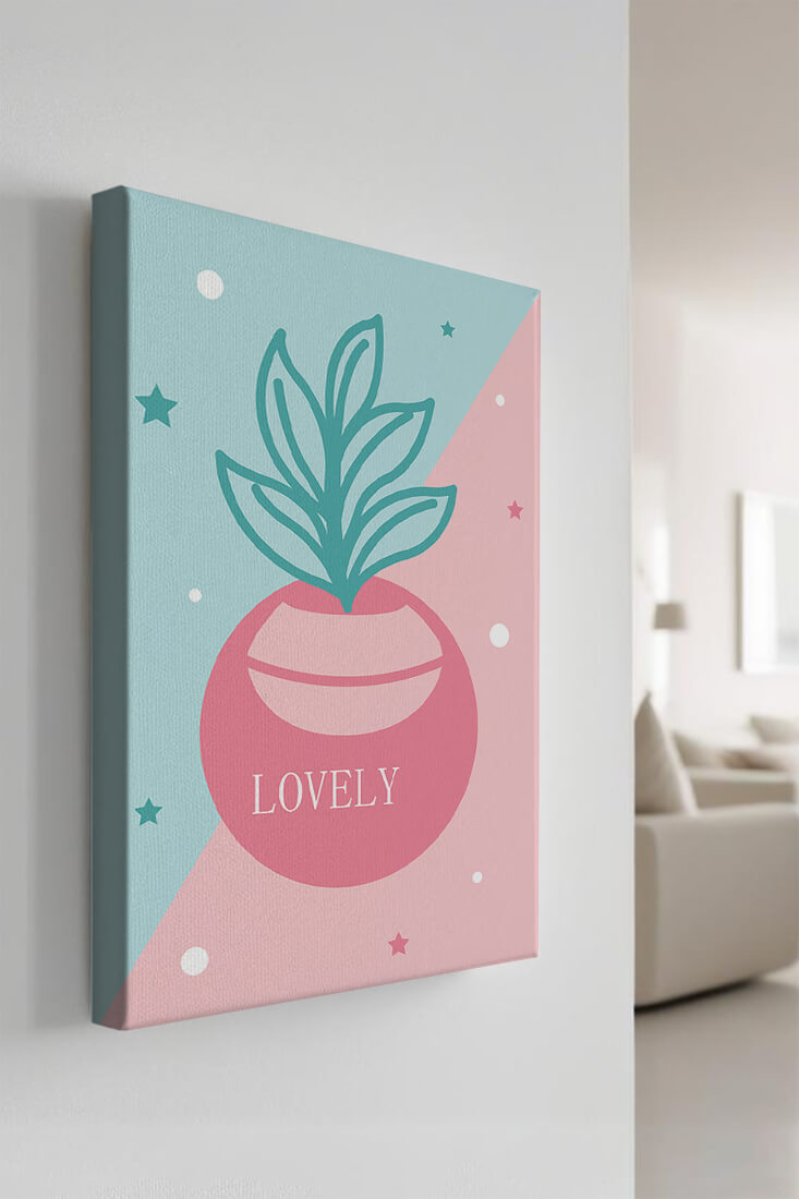 Playful pastel illustration with plant motif and stars