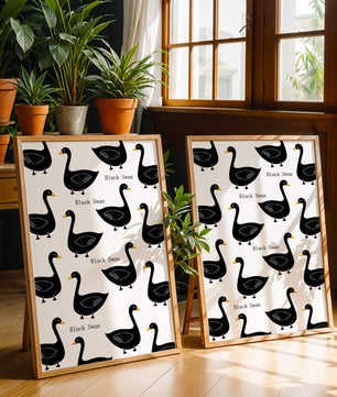 Seamless bird pattern with minimalist design and bold accents