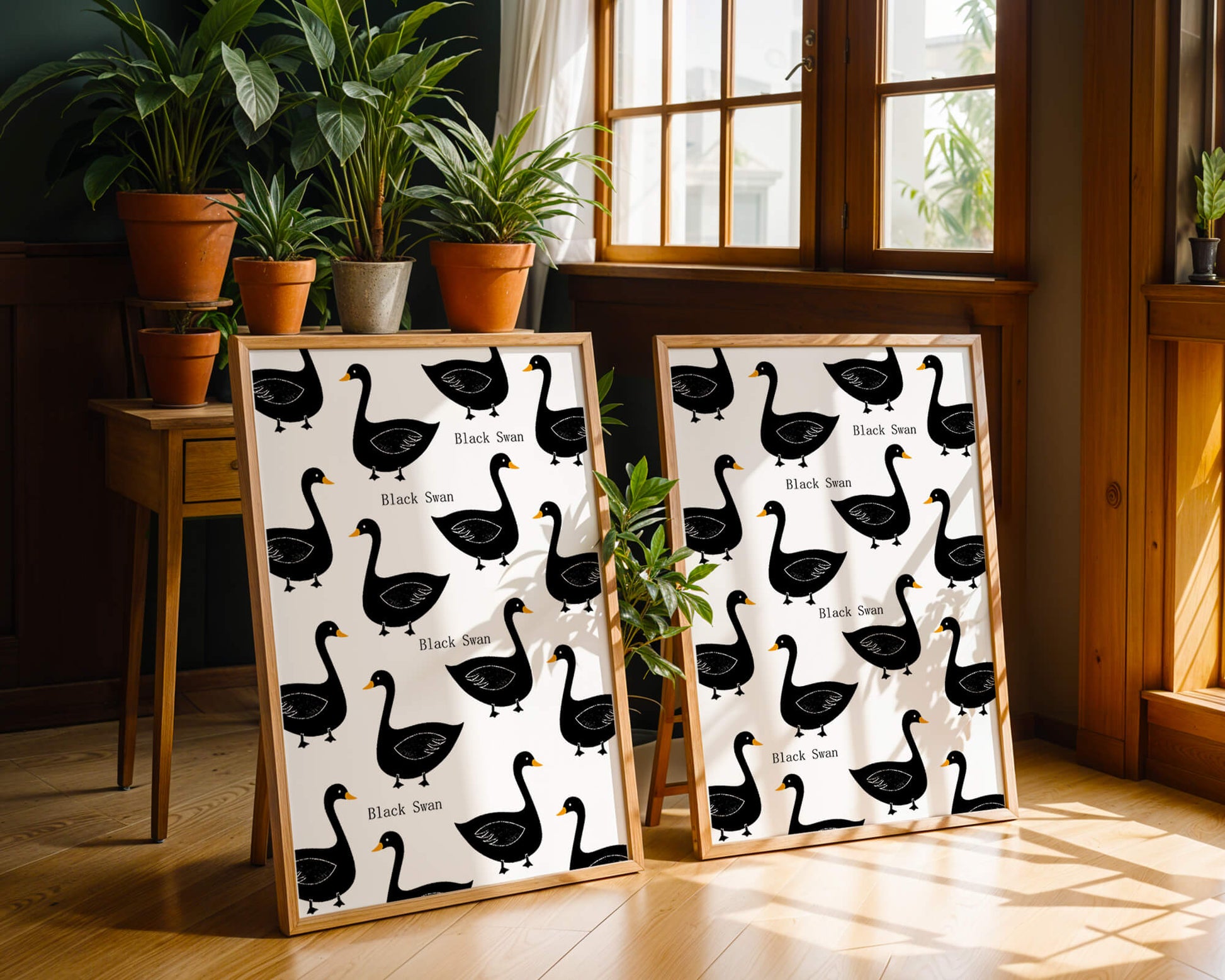 Seamless bird pattern with minimalist design and bold accents