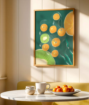 Ilustración de patrón de frutas vibrantes de kiwi y naranja