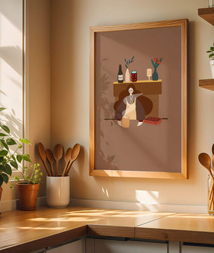 Escena acogedora con mujer junto a la chimenea y elementos decorativos