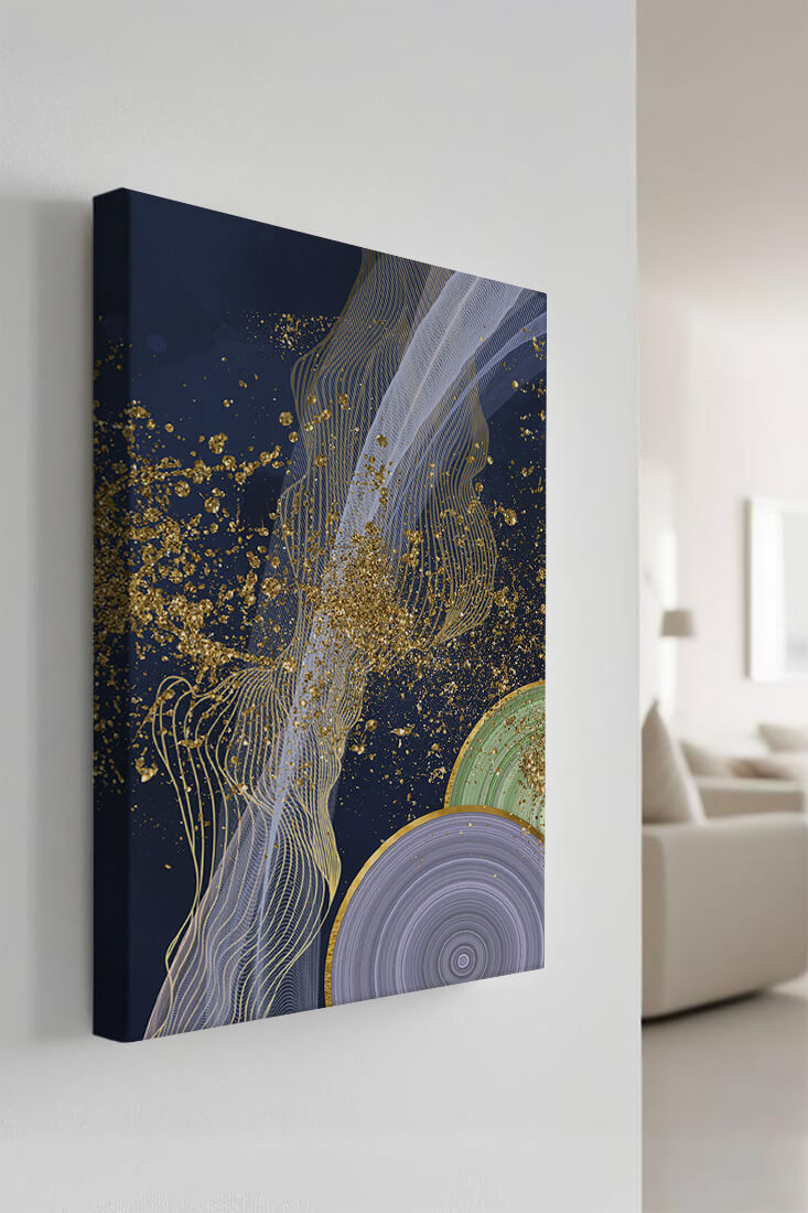 Abstract swirl with gold accents on dark background