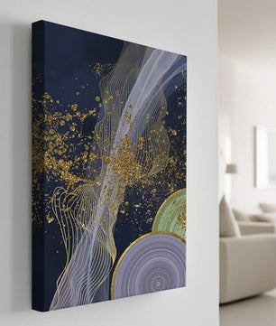 Abstract swirl with gold accents on dark background