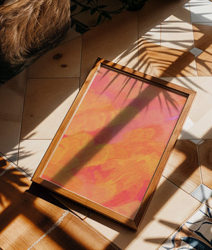 Arte de pinceladas abstractas en tonos cálidos