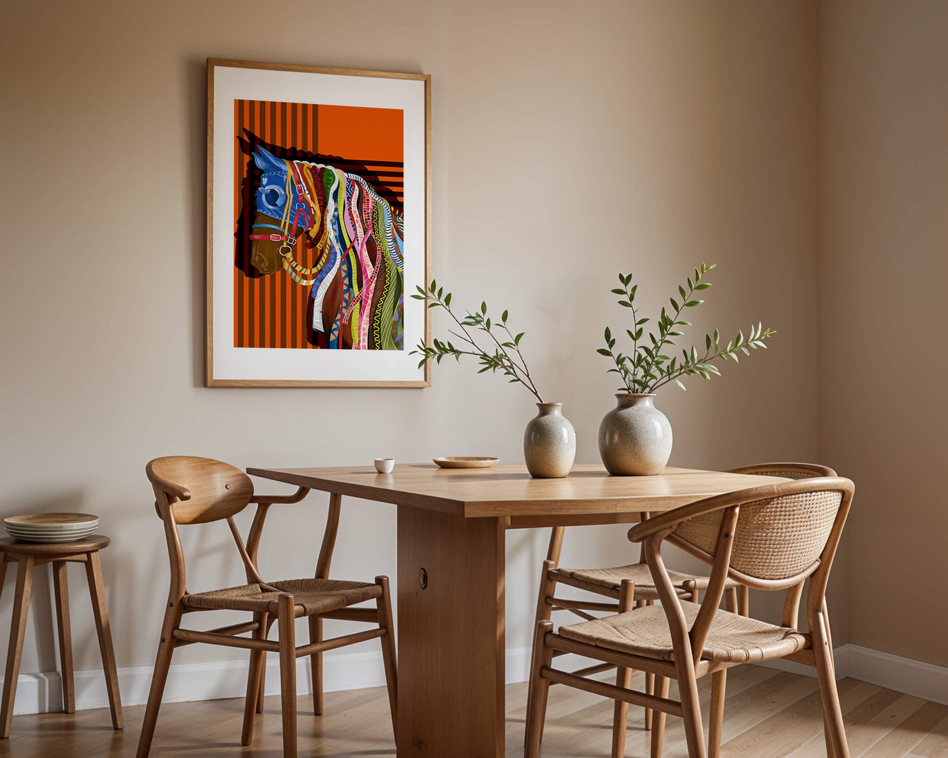 Colorful abstract horse art with intricate patterns