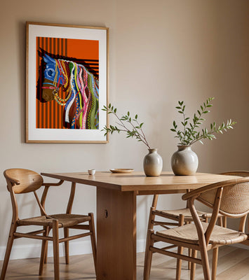 Colorful abstract horse art with intricate patterns