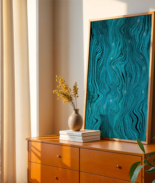 Abstract Wavy Blue Pattern with Black Lines - Mi tienda