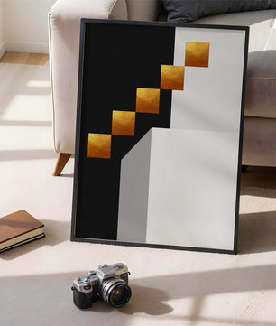 Modern abstract geometric artwork with gold accents - Mi tienda