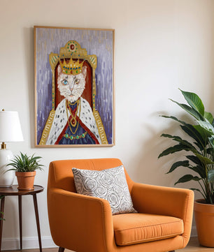 Portrait félin majestueux avec une couronne royale dorée
