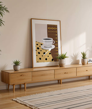 Contemporary Coffee Art with Geometric Patterns and Gold Accents - Mi tienda