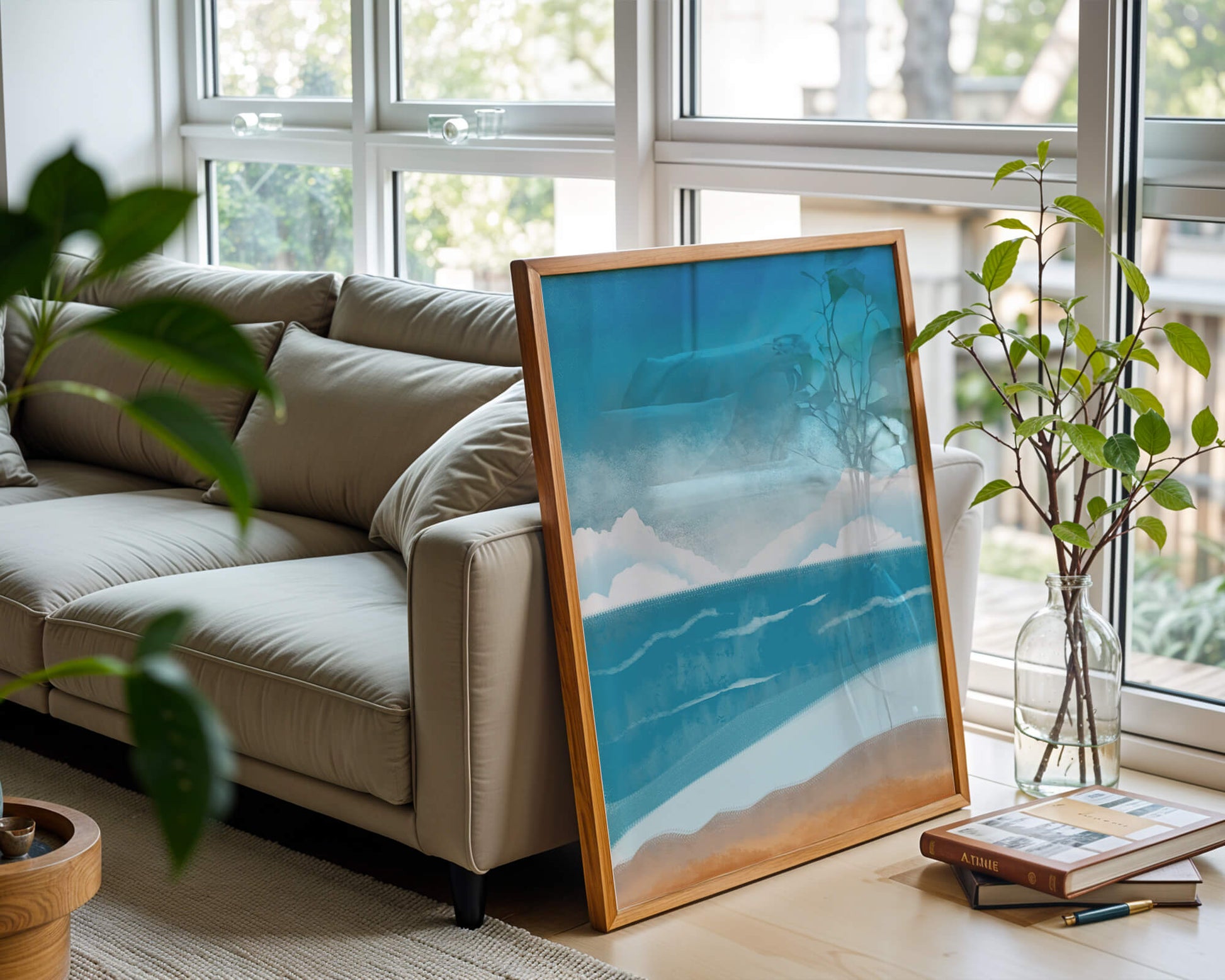 Calming Ocean Shoreline with Blue Sky and Gentle Waves
