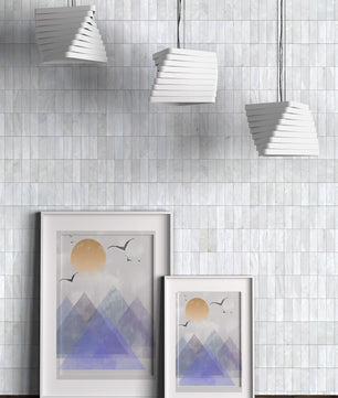 Abstract Mountain Landscape with Geometric Elements and Soaring Birds