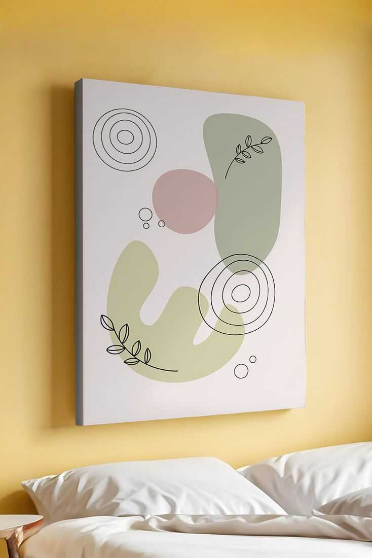 Abstract shapes and leaves in minimalistic design