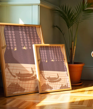 Intérieur abstrait avec ombres de chats sur sol à damier