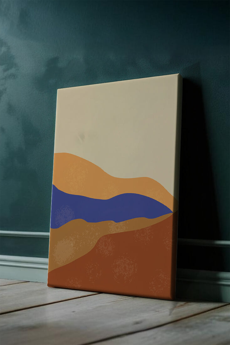 Paisaje abstracto con olas coloridas y bordes audaces