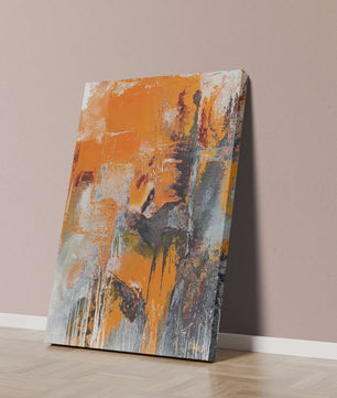 Arte abstracto texturizado en naranja y gris