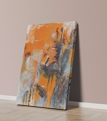 Abstract Orange and Grey Textured Art